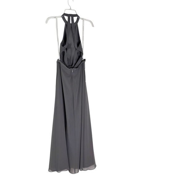 NWT AZAZIE Bridesmaid Clarice Steel Grey Halter Chiffon Dress Open Back Size 2 - Picture 6 of 10